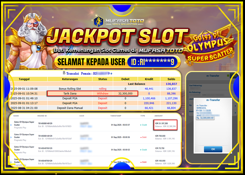 MUFASATOTO JACKPOT PRAGMATIC PLAYRp.32.300.000|LUNAS